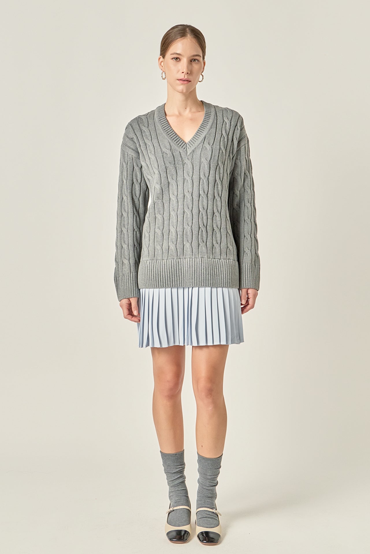 ENGLISH FACTORY - Cable Knit Pleated Mini Dress - DRESSES available at Objectrare