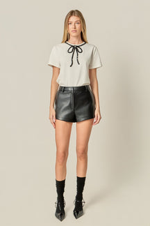 ENGLISH FACTORY - Beaded Bow T-Shirt - TOPS available at Objectrare