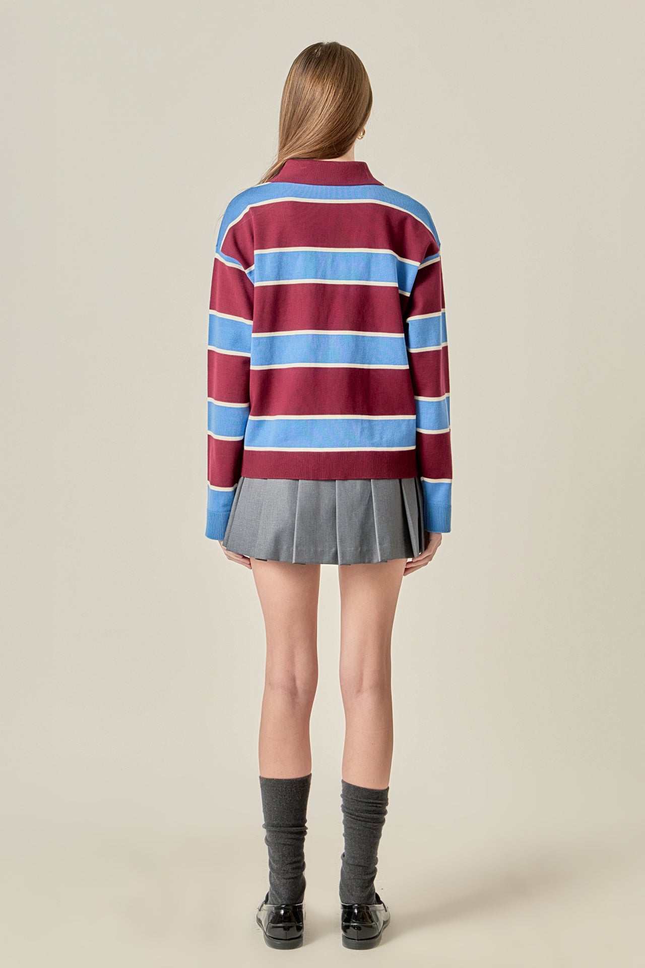 ENGLISH FACTORY - Striped Polo Knit Shirt - TOPS available at Objectrare