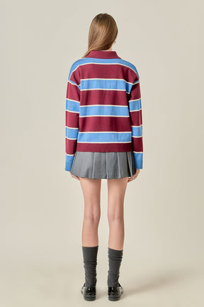 ENGLISH FACTORY - Striped Polo Knit Shirt - TOPS available at Objectrare