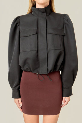 ENGLISH FACTORY - Technical Drawstring Bomber Jacket - JACKETS available at Objectrare