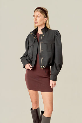 ENGLISH FACTORY - Technical Drawstring Bomber Jacket - JACKETS available at Objectrare