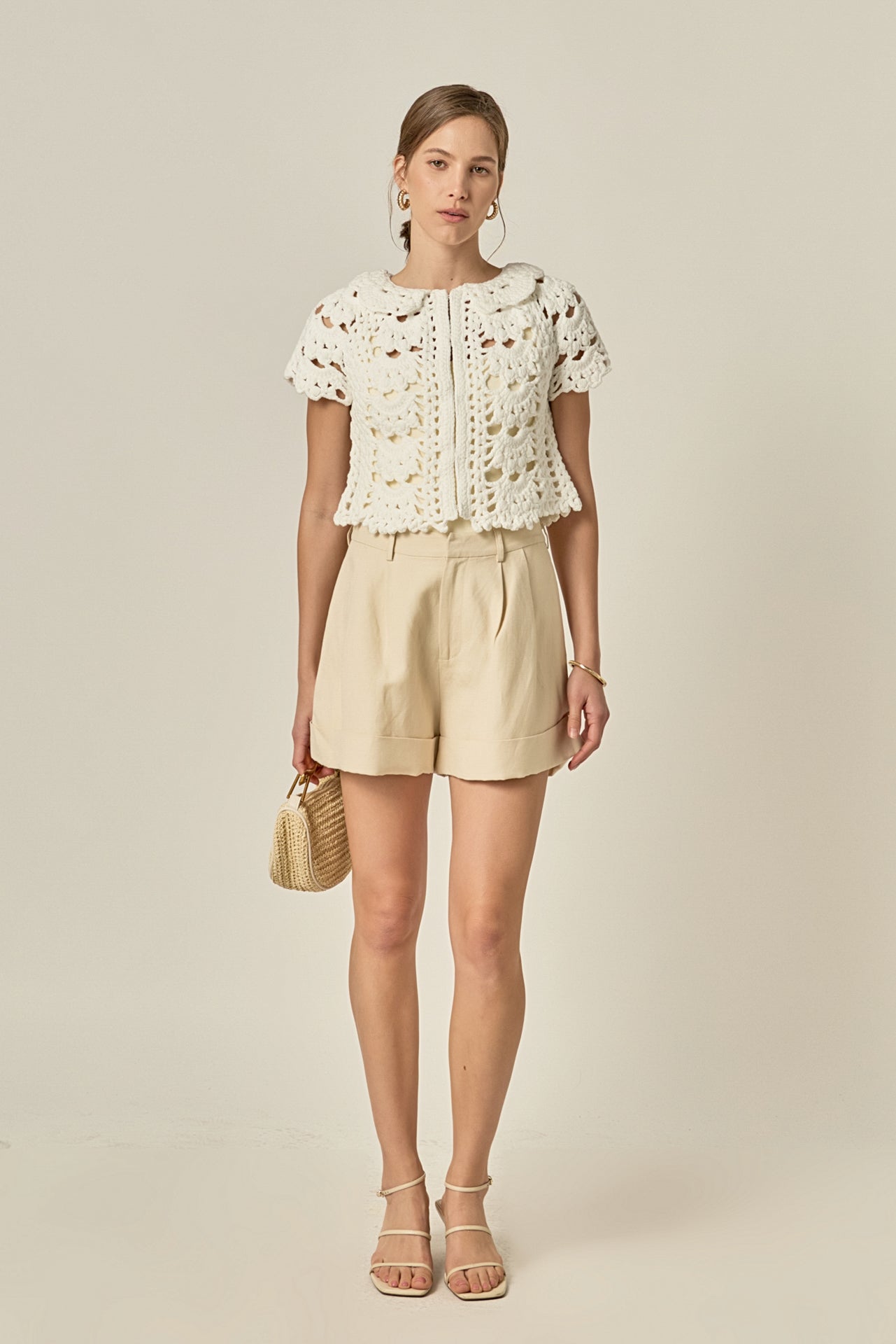 Crochet Knit Crop Cardigan