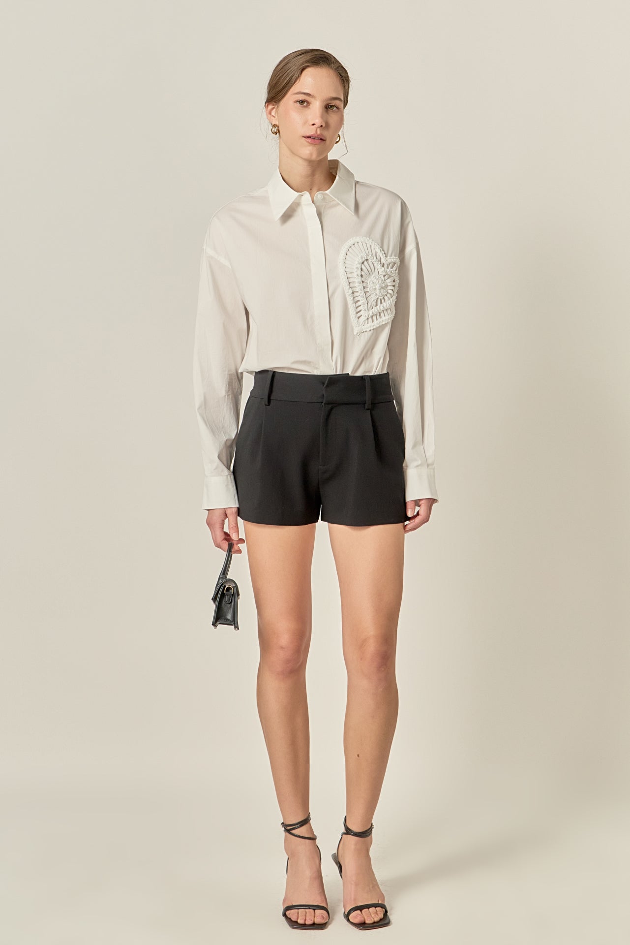 ENGLISH FACTORY - Pearl Heart Button Up Shirt - SHIRTS & BLOUSES available at Objectrare