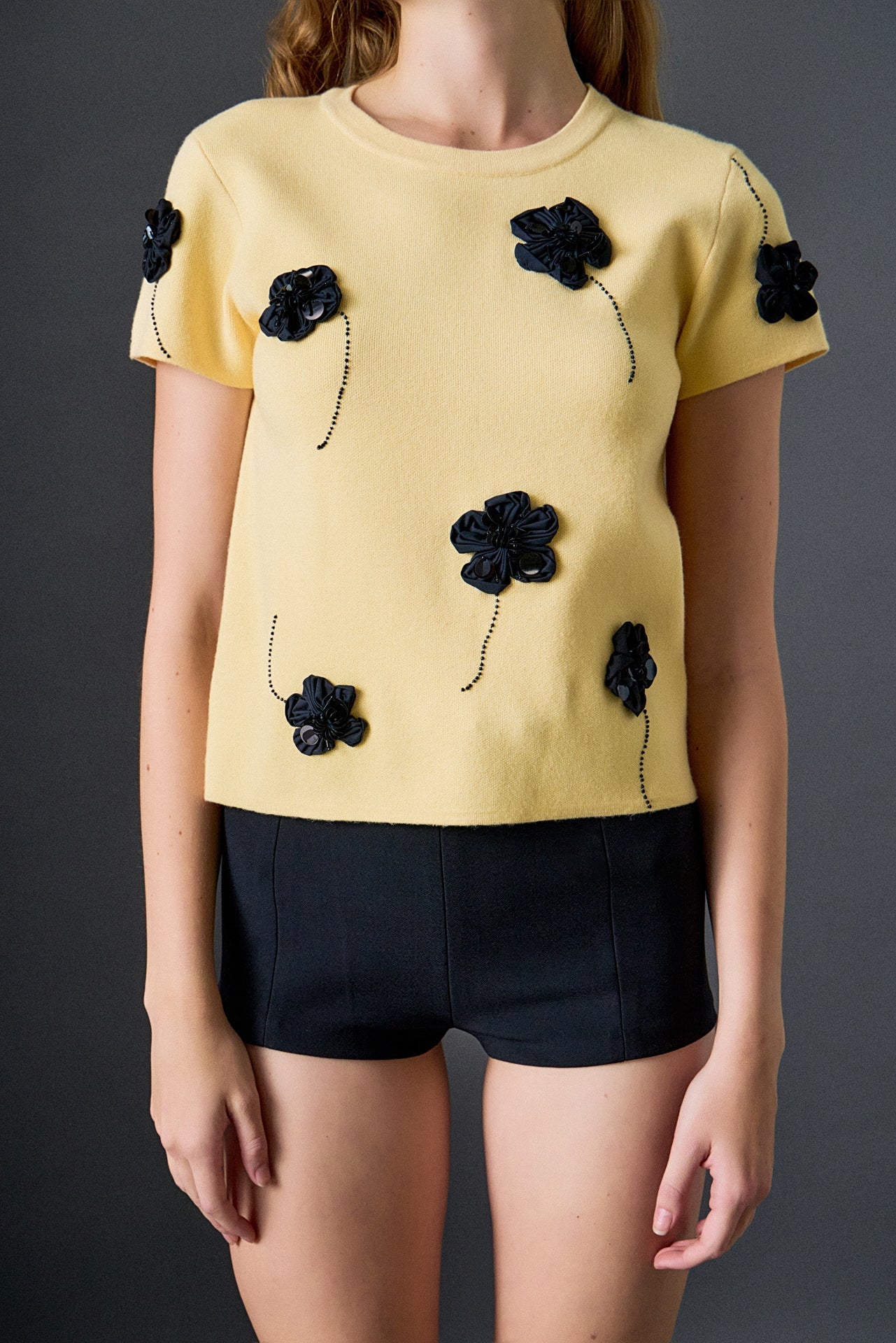 ENGLISH FACTORY - 3D Flower Knit Top - TOPS available at Objectrare