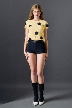 ENGLISH FACTORY - 3D Flower Knit Top - TOPS available at Objectrare