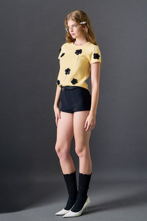 ENGLISH FACTORY - 3D Flower Knit Top - TOPS available at Objectrare