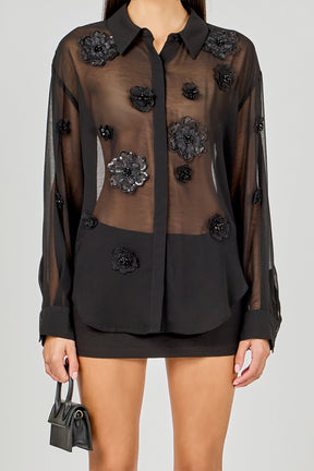 Floral Detail Shirt Blouse
