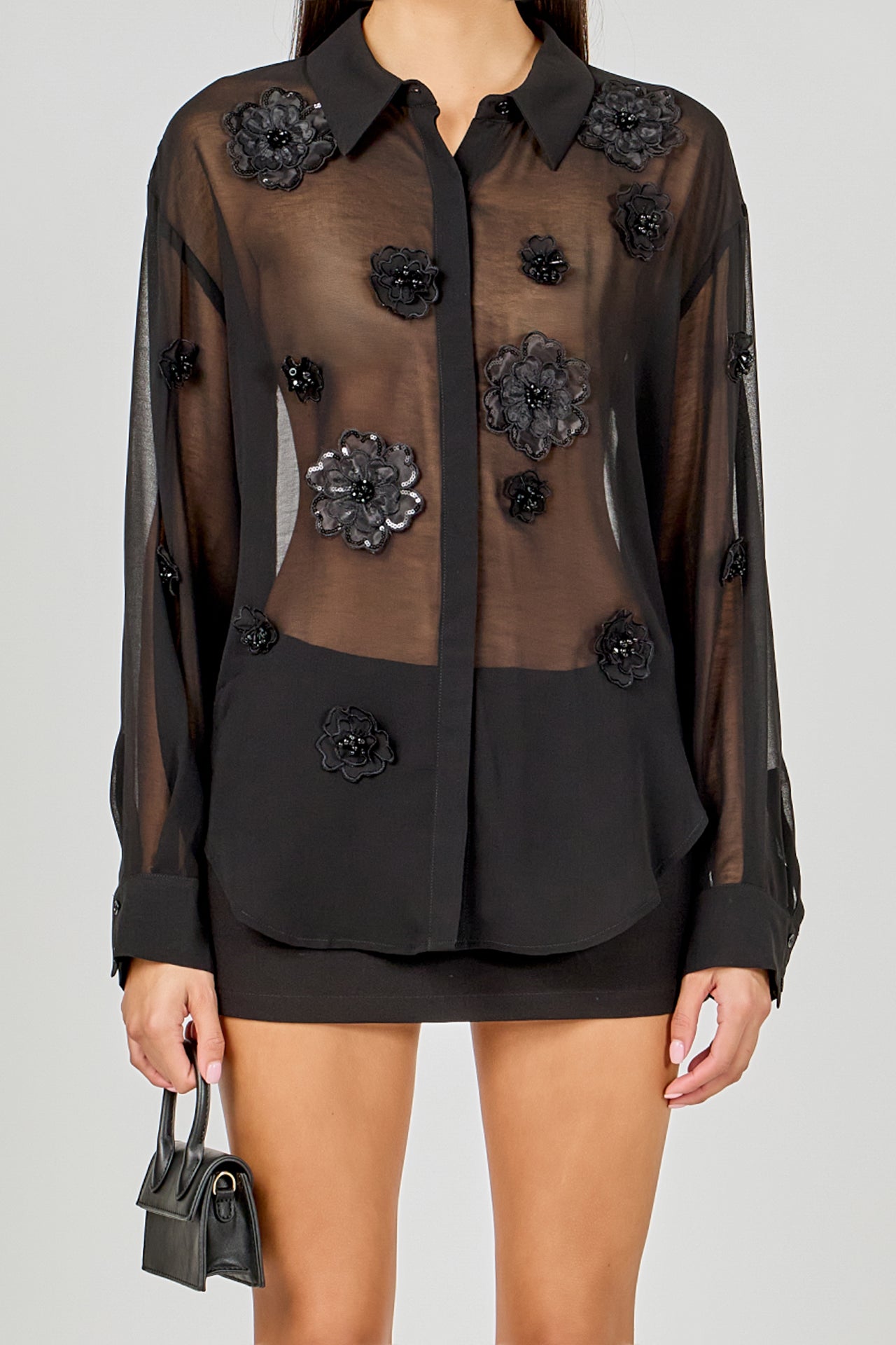 ENDLESS ROSE - Floral Detail Shirt Blouse - SHIRTS & BLOUSES available at Objectrare