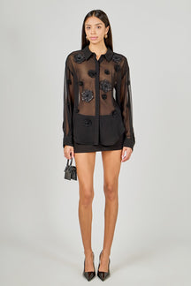 ENDLESS ROSE - Floral Detail Shirt Blouse - SHIRTS & BLOUSES available at Objectrare