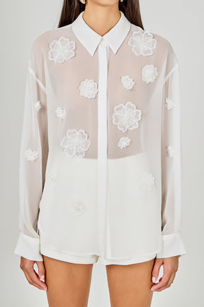 ENDLESS ROSE - Floral Detail Shirt Blouse - SHIRTS & BLOUSES available at Objectrare