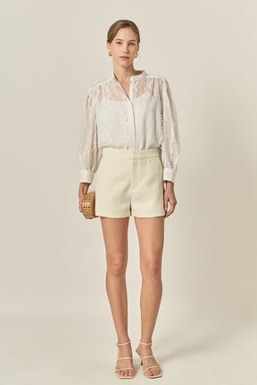 Heart Trim Sheer Blouse