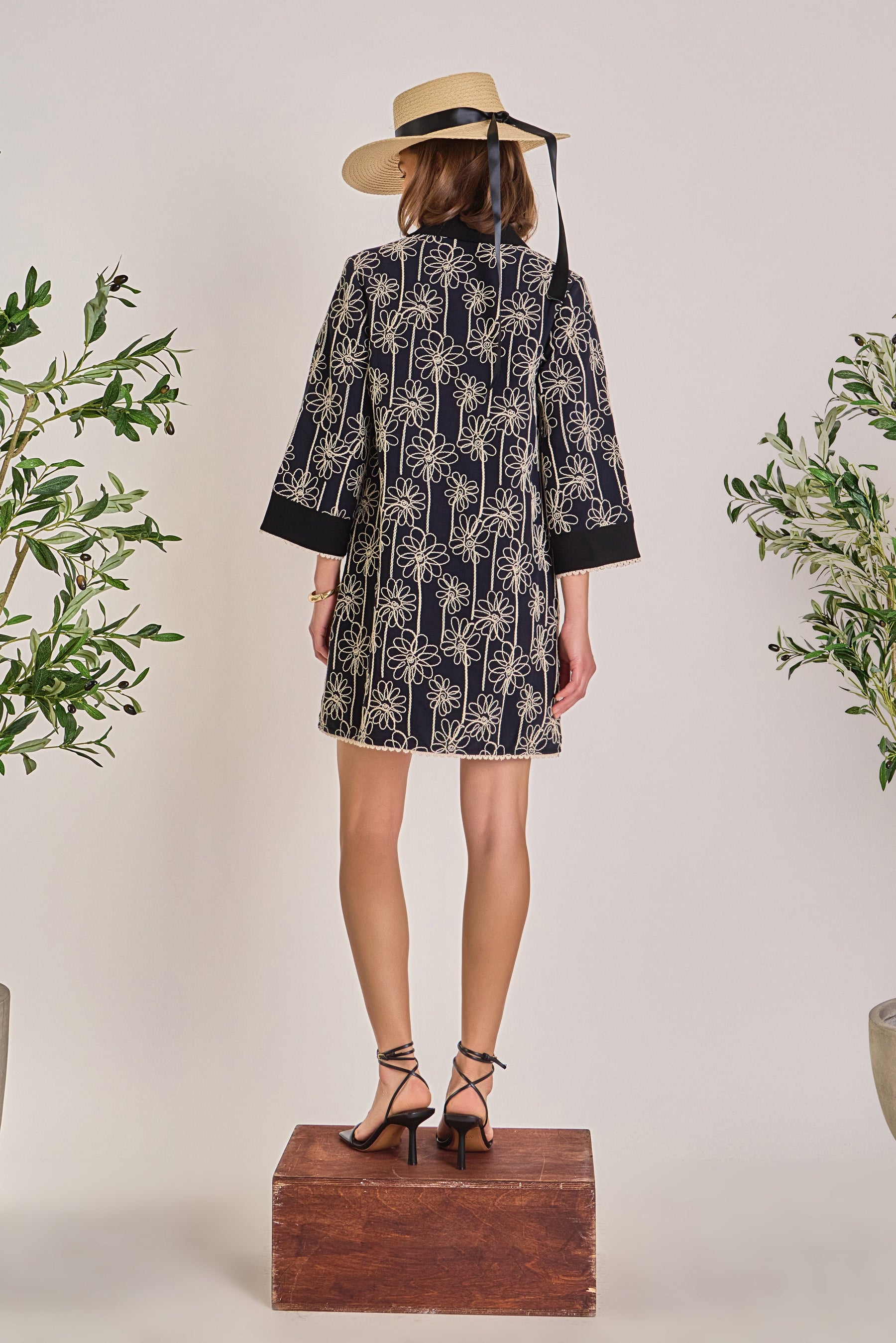 ENGLISH FACTORY - Floral Embroidered Collar Mini Dress - DRESSES available at Objectrare