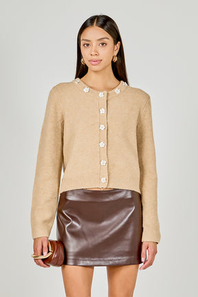 ENDLESS ROSE - Floral Button Knit Cardigan - SWEATERS & KNITS available at Objectrare