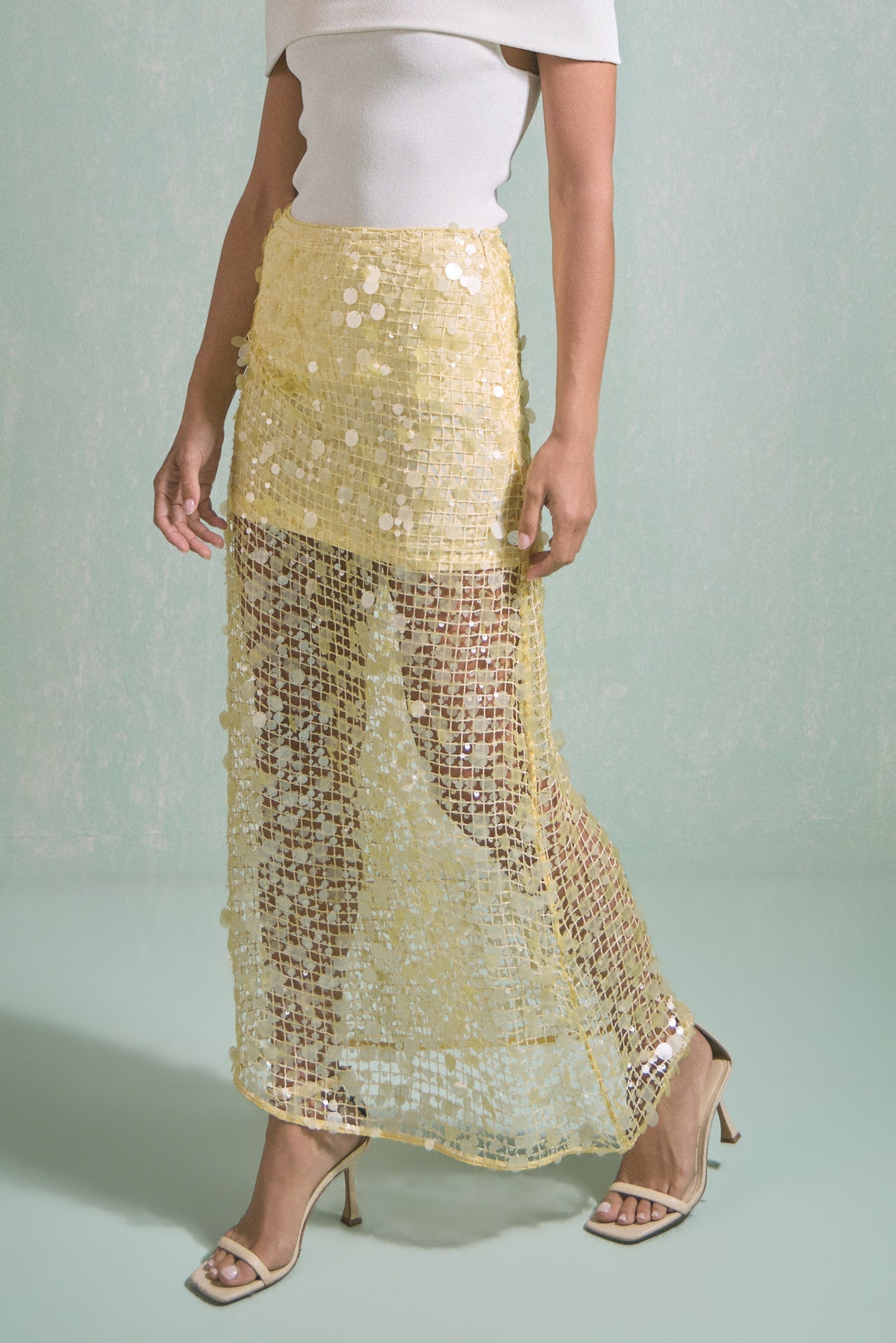 ENDLESS ROSE - Sequin Mesh Maxi Skirt - SKIRTS available at Objectrare
