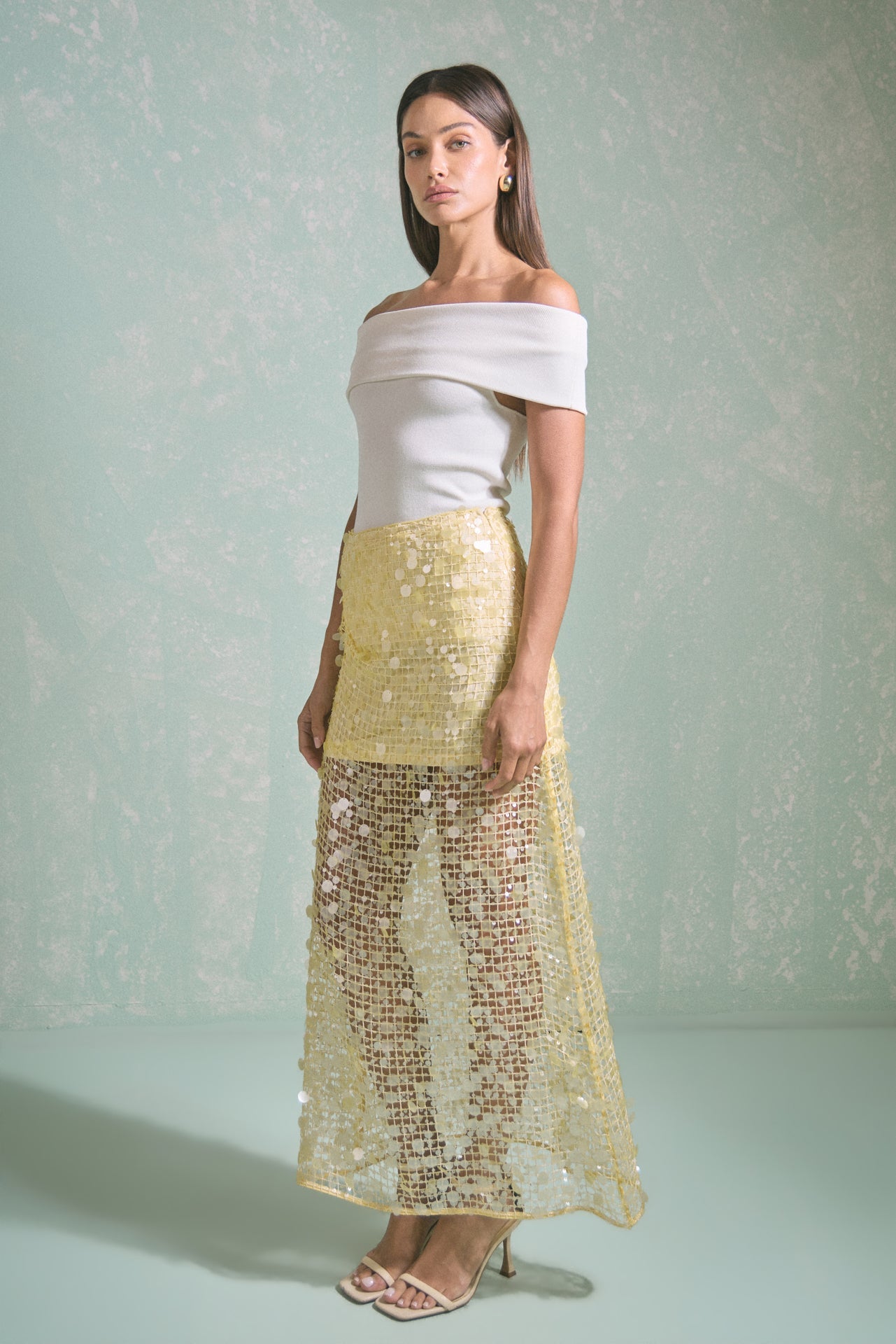 ENDLESS ROSE - Sequin Mesh Maxi Skirt - SKIRTS available at Objectrare