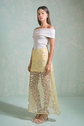 ENDLESS ROSE - Sequin Mesh Maxi Skirt - SKIRTS available at Objectrare