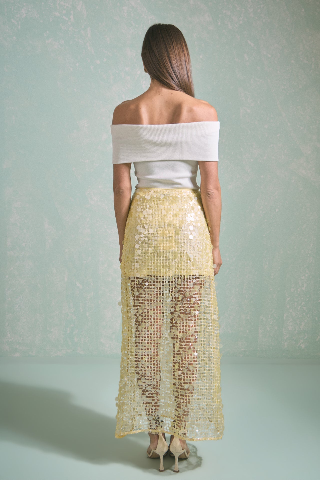 ENDLESS ROSE - Sequin Mesh Maxi Skirt - SKIRTS available at Objectrare