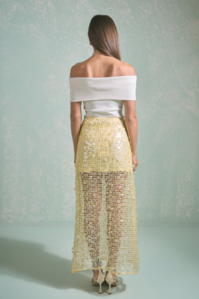ENDLESS ROSE - Sequin Mesh Maxi Skirt - SKIRTS available at Objectrare