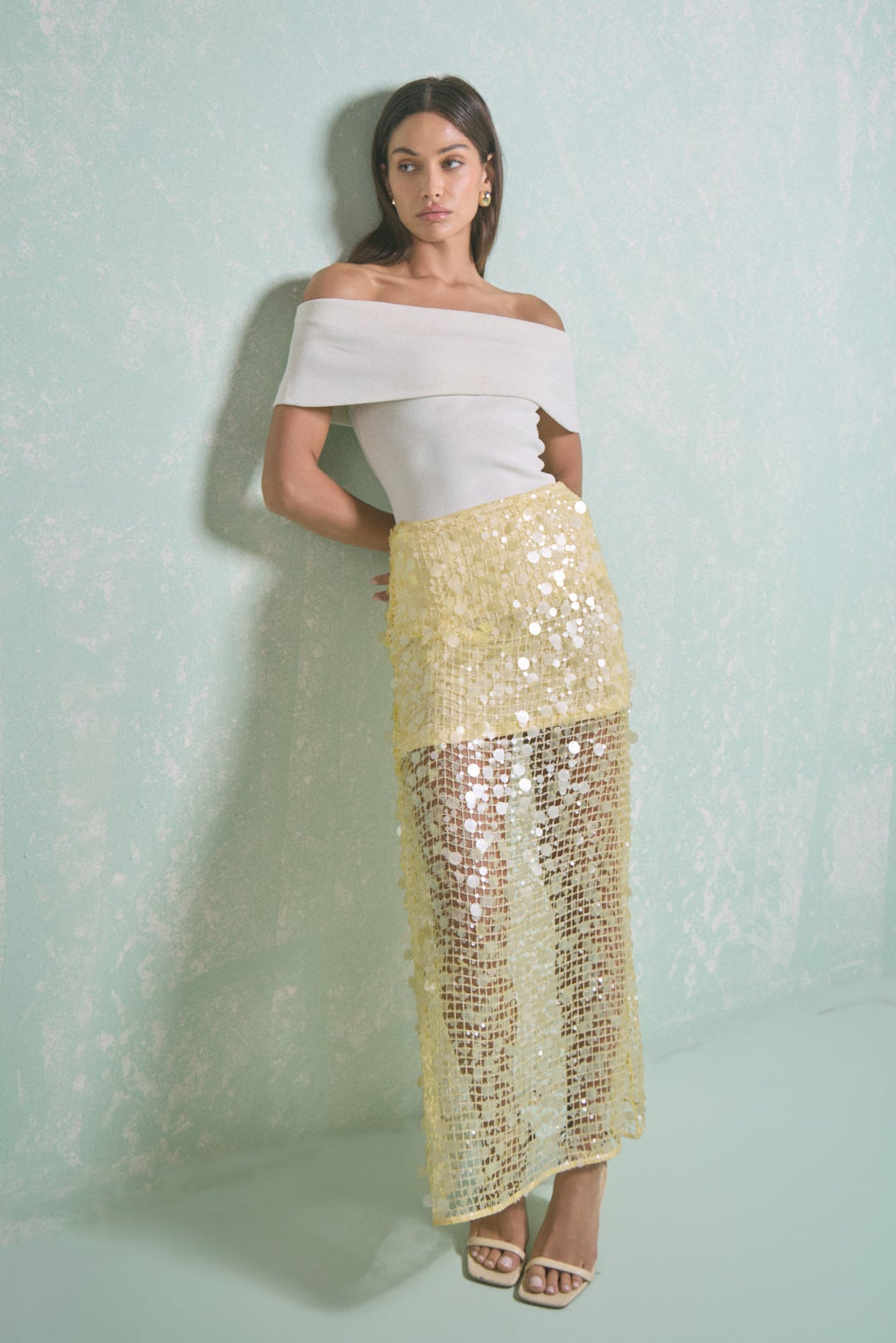 ENDLESS ROSE - Sequin Mesh Maxi Skirt - SKIRTS available at Objectrare
