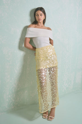 ENDLESS ROSE - Sequin Mesh Maxi Skirt - SKIRTS available at Objectrare