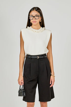 ENDLESS ROSE - Gia Knitted Chain Detail Sleeveless Top - TOPS available at Objectrare