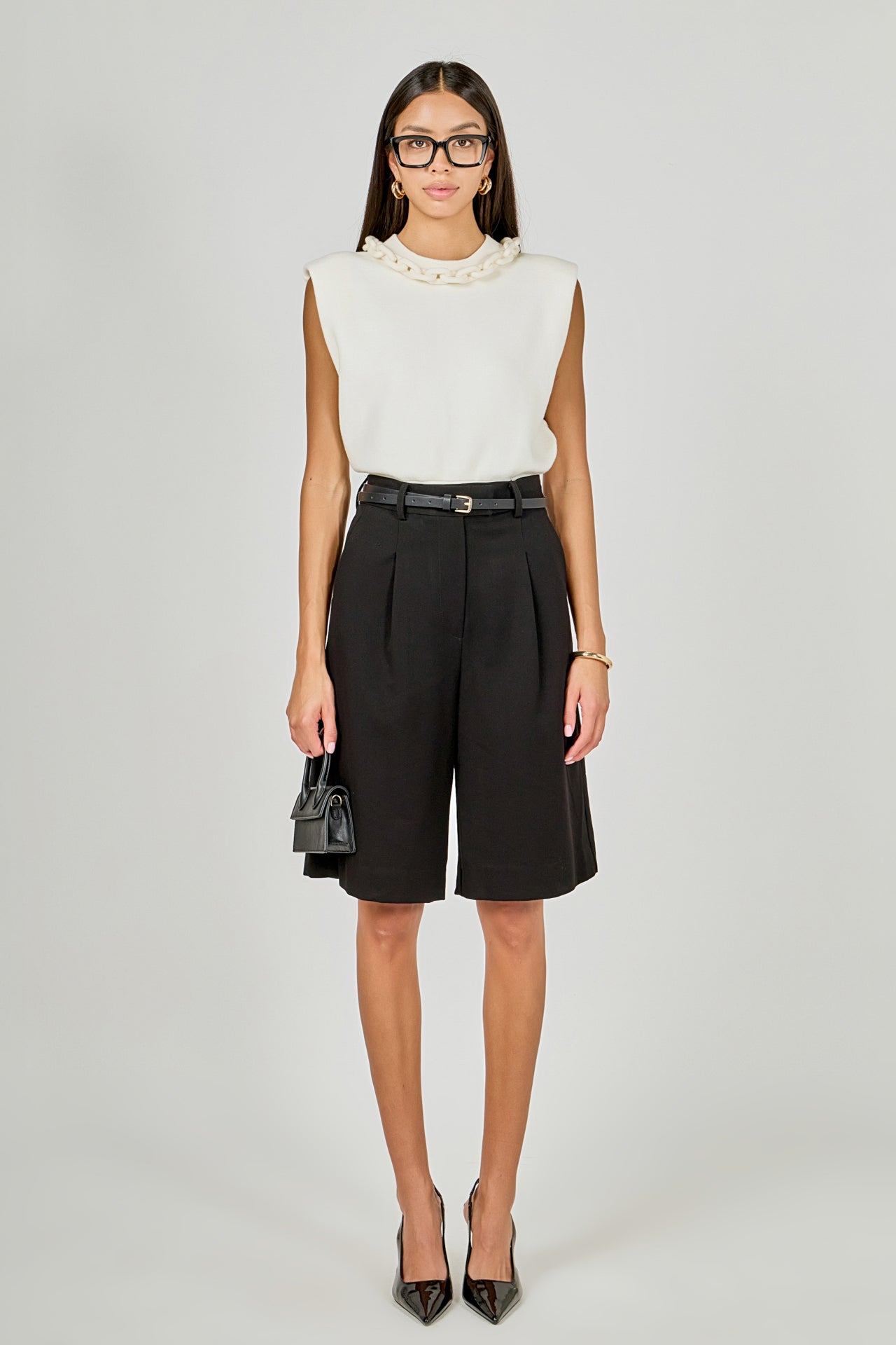 ENDLESS ROSE - Gia Knitted Chain Detail Sleeveless Top - TOPS available at Objectrare
