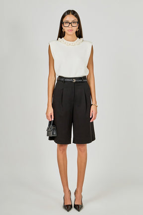 ENDLESS ROSE - Gia Knitted Chain Detail Sleeveless Top - TOPS available at Objectrare