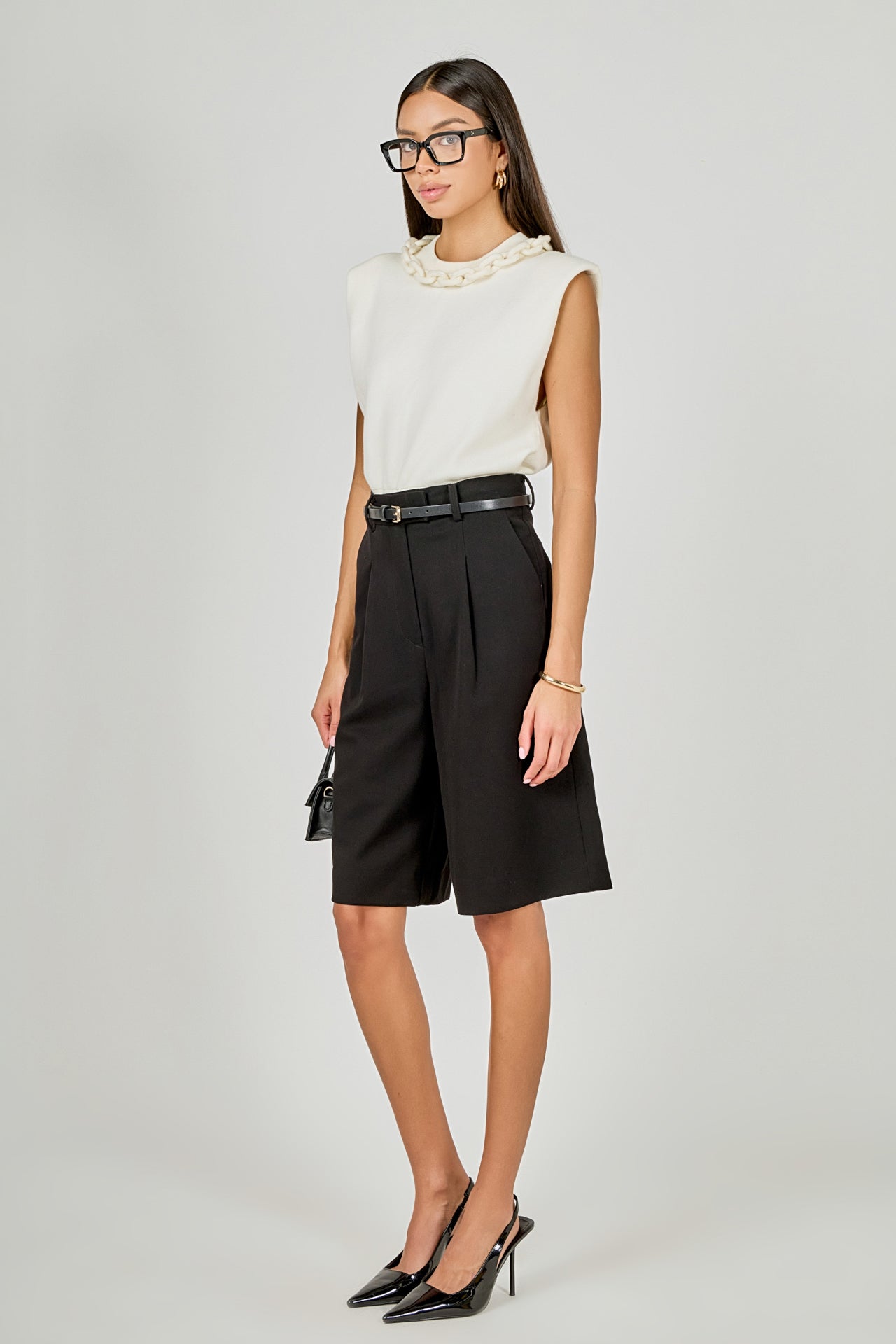 ENDLESS ROSE - Gia Knitted Chain Detail Sleeveless Top - TOPS available at Objectrare