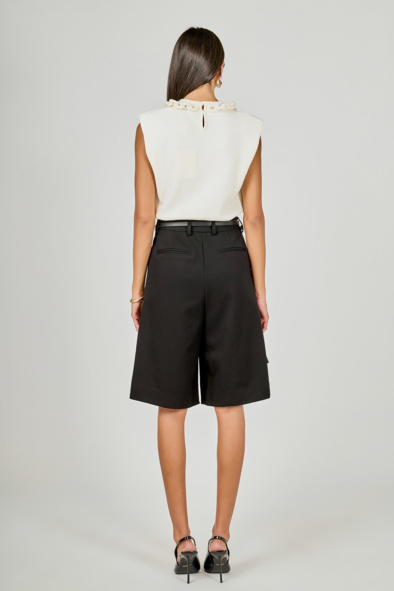 ENDLESS ROSE - Gia Knitted Chain Detail Sleeveless Top - TOPS available at Objectrare