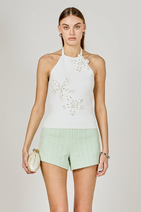 ENDLESS ROSE - Flower Detail Halter Top - TOPS available at Objectrare