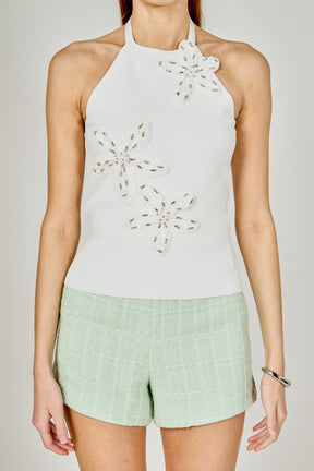 ENDLESS ROSE - Flower Detail Halter Top - TOPS available at Objectrare