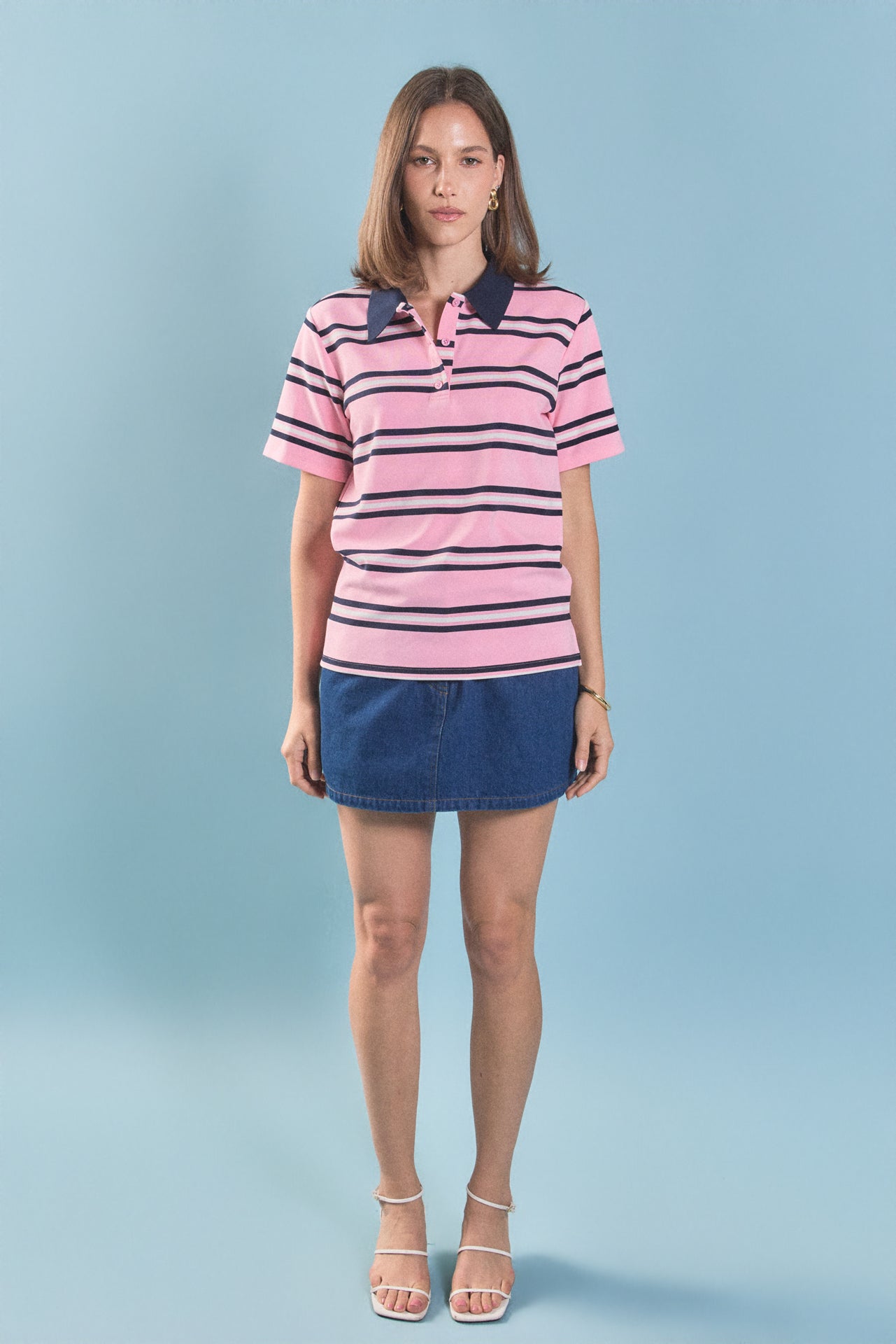 ENGLISH FACTORY - Stripe Collared Knit Top - TOPS available at Objectrare