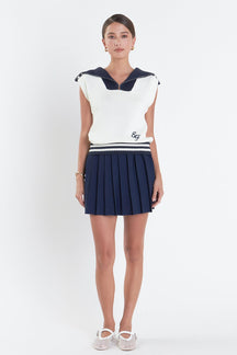 Pleated Mini Knit Skirt