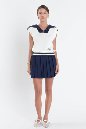 Pleated Mini Knit Skirt