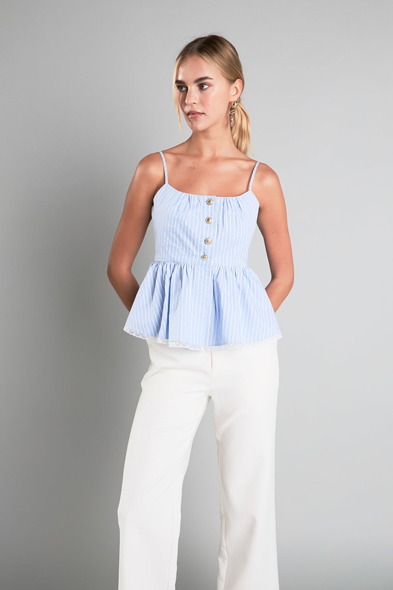 ENGLISH FACTORY - English Factory - Striped Peplum Top - TOPS available at Objectrare