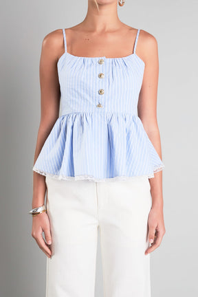 ENGLISH FACTORY - English Factory - Striped Peplum Top - TOPS available at Objectrare