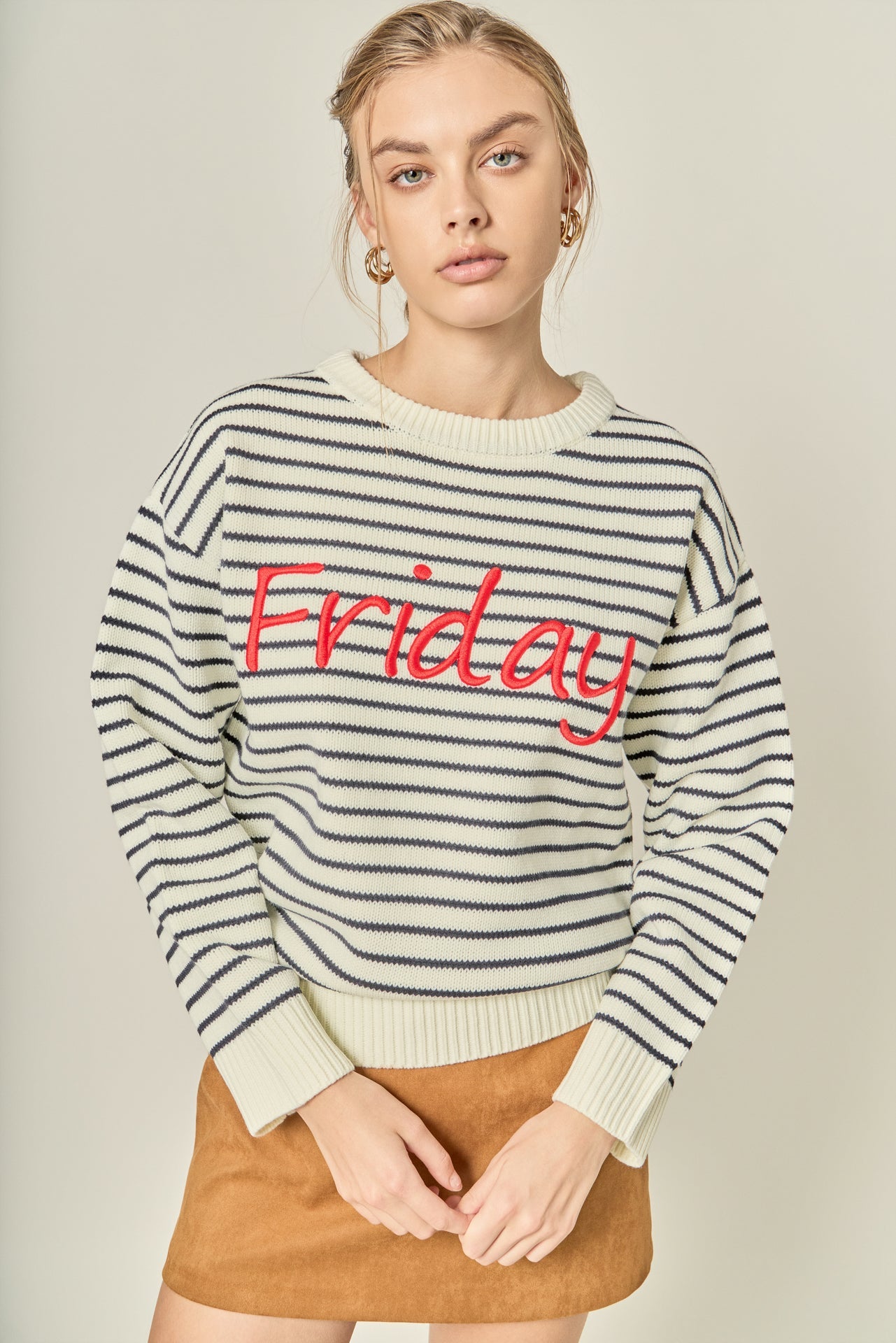 ENGLISH FACTORY - Friday Lettering Sweater - SWEATERS & KNITS available at Objectrare