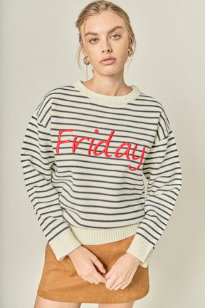 ENGLISH FACTORY - Friday Lettering Sweater - SWEATERS & KNITS available at Objectrare