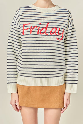 ENGLISH FACTORY - Friday Lettering Sweater - SWEATERS & KNITS available at Objectrare