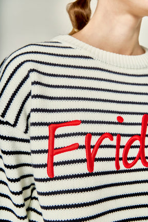 ENGLISH FACTORY - Friday Lettering Sweater - SWEATERS & KNITS available at Objectrare