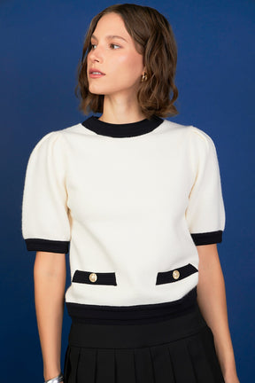 Combo Puff Sleeves Knit