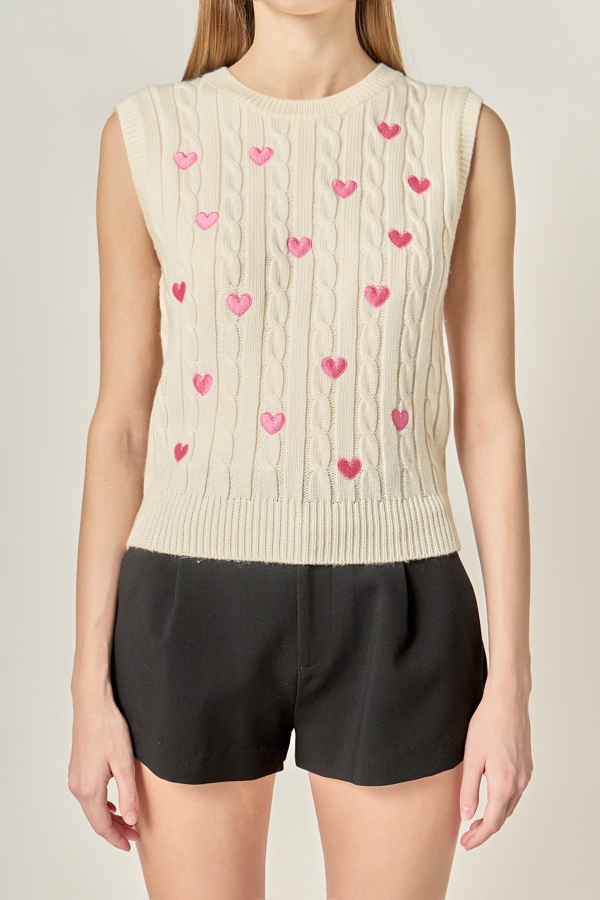 ENGLISH FACTORY - Embroidered Heart Knit Vest - TOPS available at Objectrare