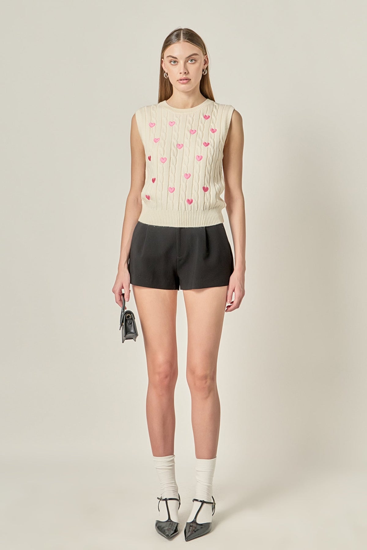 ENGLISH FACTORY - Embroidered Heart Knit Vest - TOPS available at Objectrare
