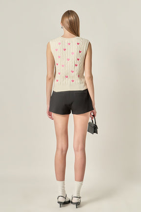 ENGLISH FACTORY - Embroidered Heart Knit Vest - TOPS available at Objectrare