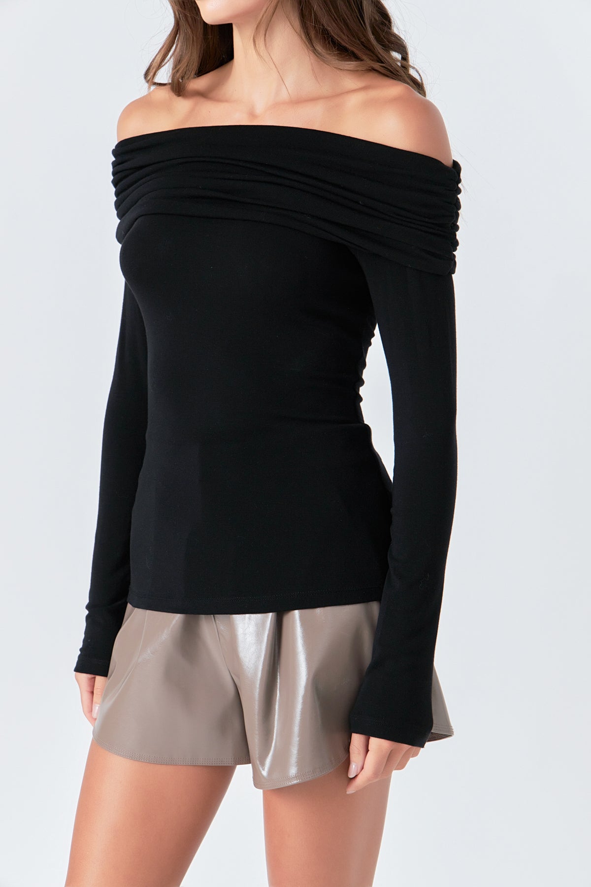 GREY LAB - Off Shoulder Shirring Detail Top - TOPS available at Objectrare