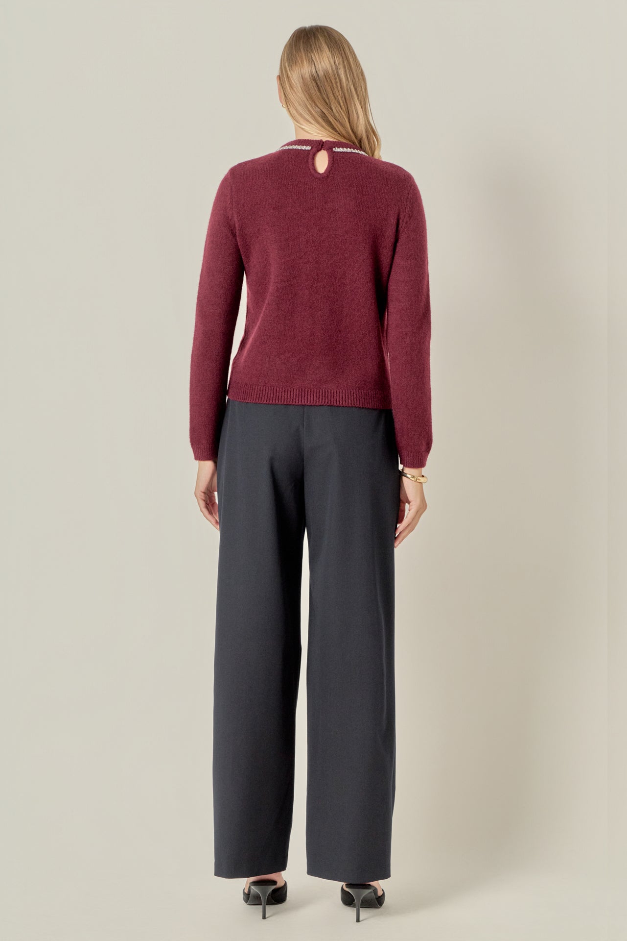 ENGLISH FACTORY - Rhinestone Bow Knit - TOPS available at Objectrare