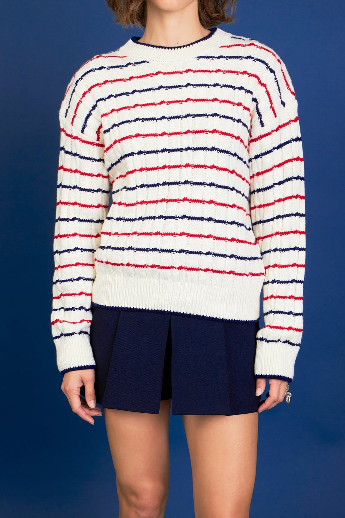 ENGLISH FACTORY - Stripe Cable Knit - TOPS available at Objectrare