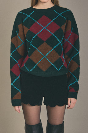 ENGLISH FACTORY - Argyle Sweater - SWEATERS & KNITS available at Objectrare