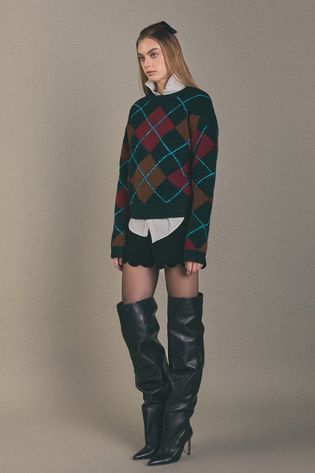 ENGLISH FACTORY - Argyle Sweater - SWEATERS & KNITS available at Objectrare